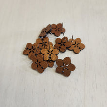 Load image into Gallery viewer, Walnut Wood Flower Stud with Post - 304 Stainless Steel
