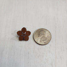 Load image into Gallery viewer, Walnut Wood Flower Stud with Post - 304 Stainless Steel