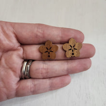 Load image into Gallery viewer, Walnut Wood Flower Stud with Post - 304 Stainless Steel