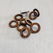 Load image into Gallery viewer, Walnut Wood Ring Stud with Post, 18mm - 304 Stainless Steel