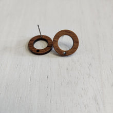 Load image into Gallery viewer, Walnut Wood Ring Stud with Post, 18mm - 304 Stainless Steel