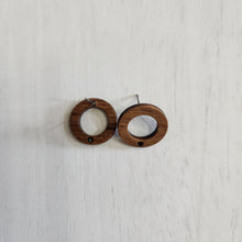 Load image into Gallery viewer, Walnut Wood Ring Stud with Post, 18mm - 304 Stainless Steel