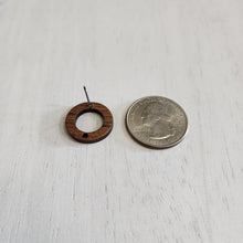 Load image into Gallery viewer, Walnut Wood Ring Stud with Post, 18mm - 304 Stainless Steel