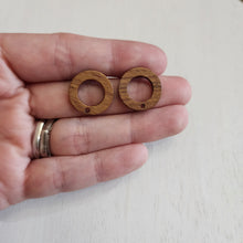 Load image into Gallery viewer, Walnut Wood Ring Stud with Post, 18mm - 304 Stainless Steel