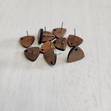 Load image into Gallery viewer, Walnut Wood Rounded Triangle Stud with Post - 304 Stainless Steel