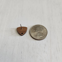 Load image into Gallery viewer, Walnut Wood Rounded Triangle Stud with Post - 304 Stainless Steel