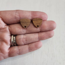 Load image into Gallery viewer, Walnut Wood Rounded Triangle Stud with Post - 304 Stainless Steel