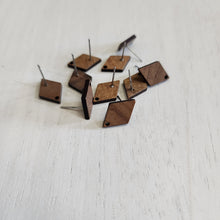 Load image into Gallery viewer, Walnut Wood Diamond Stud with Post - 304 Stainless Steel