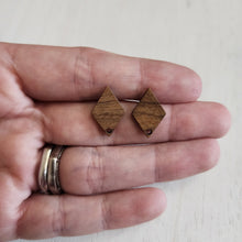 Load image into Gallery viewer, Walnut Wood Diamond Stud with Post - 304 Stainless Steel