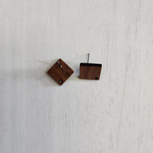 Load image into Gallery viewer, Walnut Wood Rhombus Stud with Post, 17mm - 304 Stainless Steel