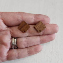 Load image into Gallery viewer, Walnut Wood Rhombus Stud with Post, 17mm - 304 Stainless Steel