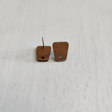 Load image into Gallery viewer, Walnut Wood Trapezoid Stud with Post - 304 Stainless Steel