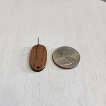 Load image into Gallery viewer, Walnut Wood Large Oval Stud with Post - 304 Stainless Steel