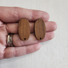 Load image into Gallery viewer, Walnut Wood Large Oval Stud with Post - 304 Stainless Steel