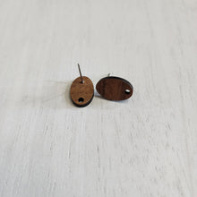 Load image into Gallery viewer, Walnut Wood Small Oval Stud with Post - 304 Stainless Steel