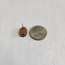 Load image into Gallery viewer, Walnut Wood Small Oval Stud with Post - 304 Stainless Steel