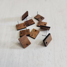 Load image into Gallery viewer, Walnut Wood Wide Rectangle Stud with Post - 304 Stainless Steel