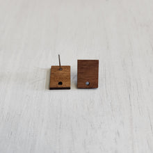 Load image into Gallery viewer, Walnut Wood Wide Rectangle Stud with Post - 304 Stainless Steel