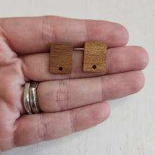 Load image into Gallery viewer, Walnut Wood Wide Rectangle Stud with Post - 304 Stainless Steel