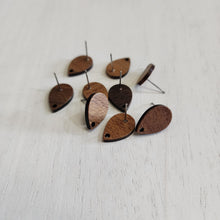 Load image into Gallery viewer, Walnut Wood Teardrop Stud with Post - 304 Stainless Steel