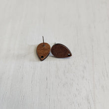Load image into Gallery viewer, Walnut Wood Teardrop Stud with Post - 304 Stainless Steel