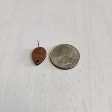 Load image into Gallery viewer, Walnut Wood Teardrop Stud with Post - 304 Stainless Steel