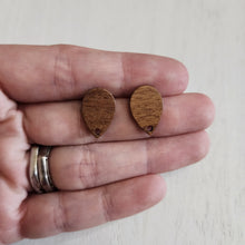 Load image into Gallery viewer, Walnut Wood Teardrop Stud with Post - 304 Stainless Steel
