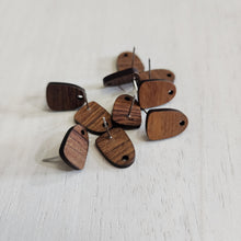 Load image into Gallery viewer, Walnut Wood Rounded Trapezoid Stud with Post - 304 Stainless Steel