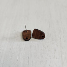Load image into Gallery viewer, Walnut Wood Rounded Trapezoid Stud with Post - 304 Stainless Steel