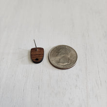 Load image into Gallery viewer, Walnut Wood Rounded Trapezoid Stud with Post - 304 Stainless Steel