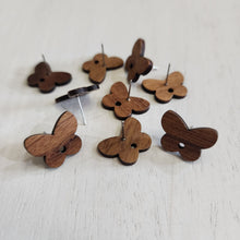 Load image into Gallery viewer, Walnut Wood Butterfly Stud with Post - 304 Stainless Steel