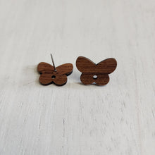 Load image into Gallery viewer, Walnut Wood Butterfly Stud with Post - 304 Stainless Steel