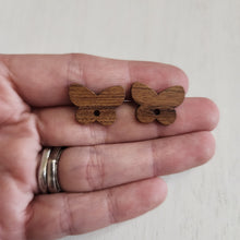 Load image into Gallery viewer, Walnut Wood Butterfly Stud with Post - 304 Stainless Steel