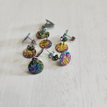 Load image into Gallery viewer, Textured Round Stud with Post, 12mm - RAINBOW, Ion Plated 304 Stainless Steel