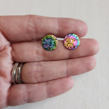 Load image into Gallery viewer, Textured Round Stud with Post, 12mm - RAINBOW, Ion Plated 304 Stainless Steel