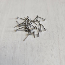 Load image into Gallery viewer, Flat Round Stud Backs/Posts/Findings, 3x12mm - STAINLESS STEEL, 304 Stainless Steel