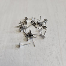 Load image into Gallery viewer, Flat Round Stud Backs/Posts/Findings, 5x12mm - STAINLESS STEEL, 304 Stainless Steel