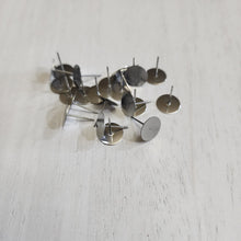 Load image into Gallery viewer, Flat Round Stud Backs/Posts/Findings, 10x12mm - STAINLESS STEEL, 304 Stainless Steel