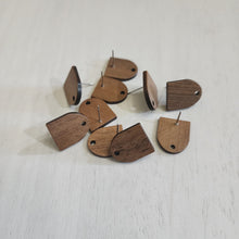 Load image into Gallery viewer, Walnut Wood Half Oval Stud with Post - 304 Stainless Steel