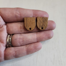Load image into Gallery viewer, Walnut Wood Half Oval Stud with Post - 304 Stainless Steel