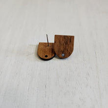 Load image into Gallery viewer, Walnut Wood Half Oval Stud with Post - 304 Stainless Steel