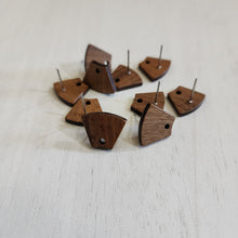 Load image into Gallery viewer, Walnut Wood Angled Trapezoid Stud with Post - 304 Stainless Steel