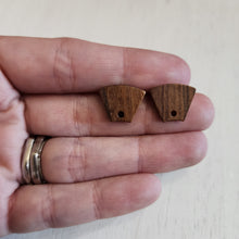Load image into Gallery viewer, Walnut Wood Angled Trapezoid Stud with Post - 304 Stainless Steel