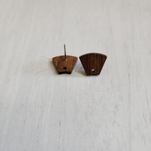 Load image into Gallery viewer, Walnut Wood Angled Trapezoid Stud with Post - 304 Stainless Steel