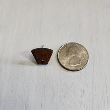 Load image into Gallery viewer, Walnut Wood Angled Trapezoid Stud with Post - 304 Stainless Steel