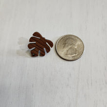 Load image into Gallery viewer, Walnut Wood Monstera Leaf Stud with Post - 304 Stainless Steel