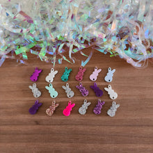 Load image into Gallery viewer, Easter Acrylic Triple Marshmallow Bunny Drops (tapered hang side holes)
