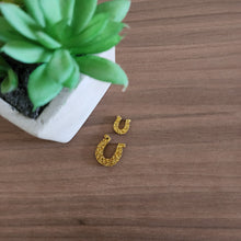 Load image into Gallery viewer, St Patrick's Day Acrylic Horseshoe Earrings