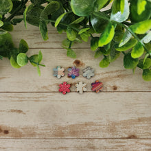 Load image into Gallery viewer, Patterned Wood Flower Studs