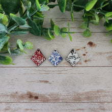 Load image into Gallery viewer, Patterned Wood Wide Diamond Drops